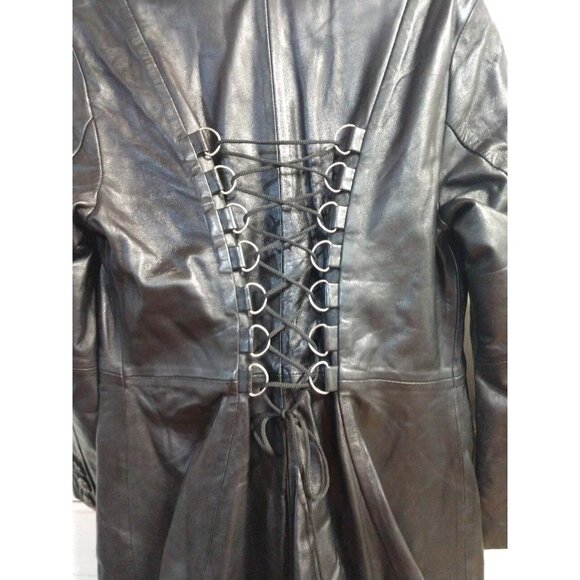 My Style 3XL Black Leather Victorian Gothic Coat W/Double-Breasted Buttons & Cor - Picture 4 of 13